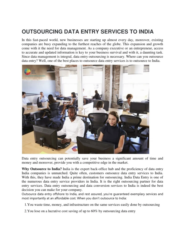 Outsourcing Data Entry Services to India - IndiaDataEntry.com
