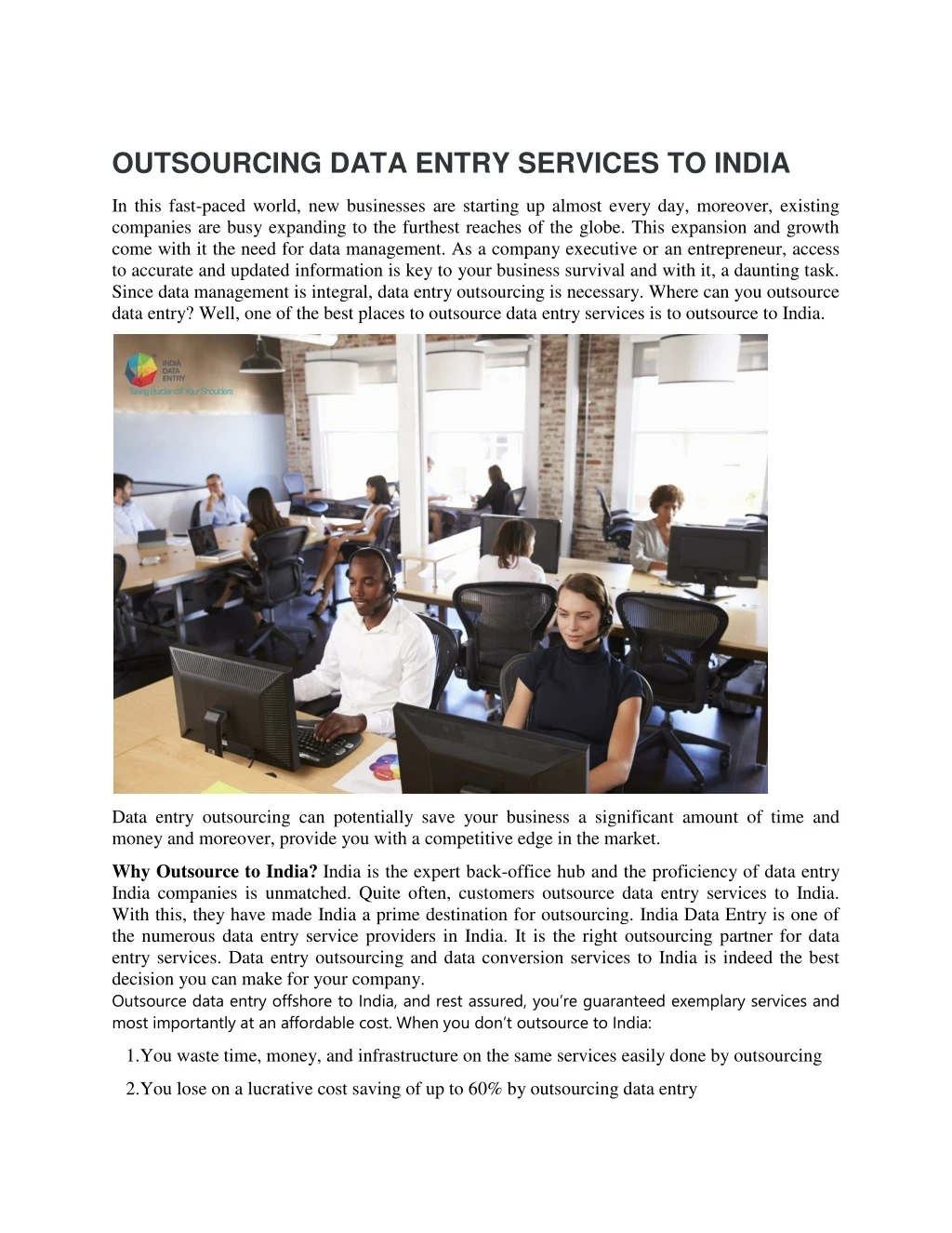 outsourcing data entry services to india