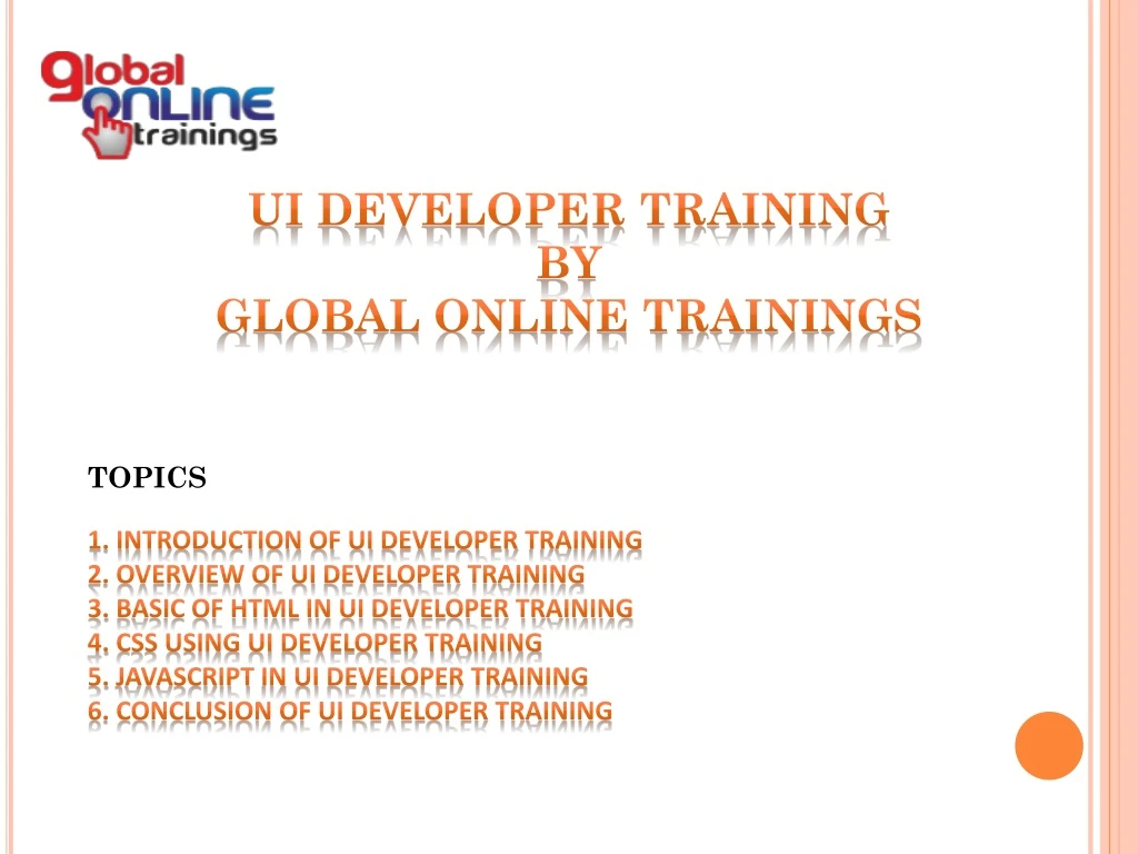 ui developer training by global online trainings