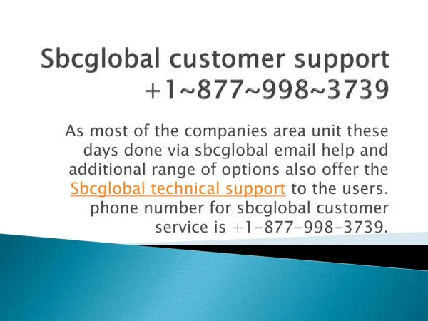 Sbcglobal customer support 1~877~998~3739