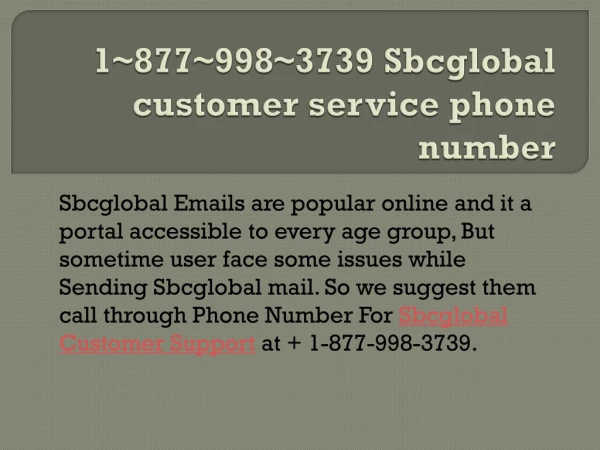 1~877~998~3739 Sbcglobal customer service phone number