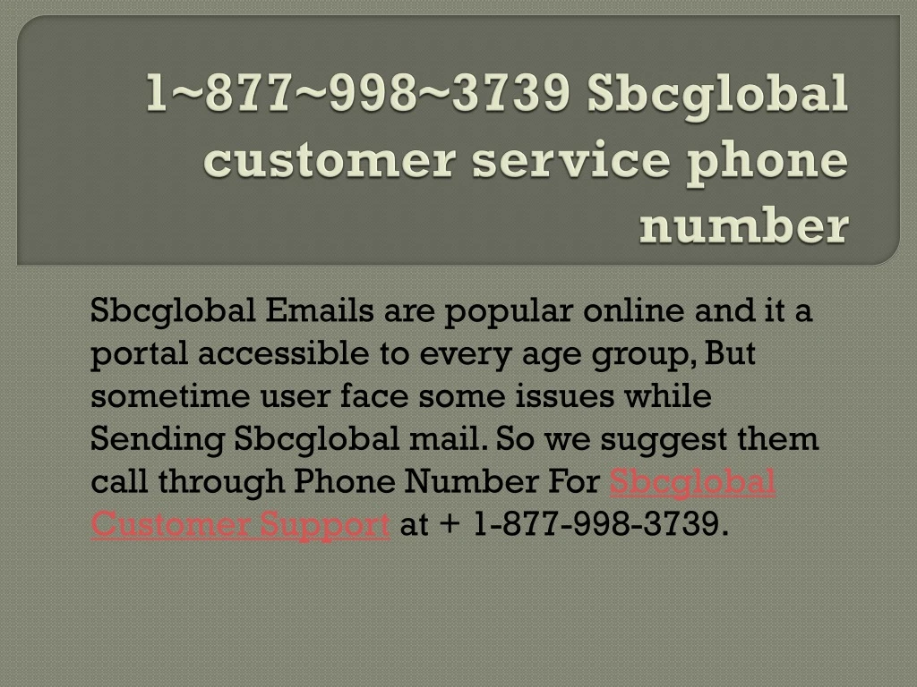 1 877 998 3739 sbcglobal customer service phone number