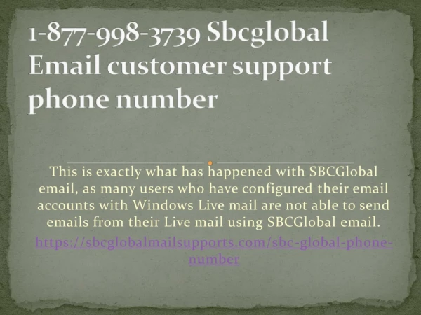1-877-998-3739 Sbcglobal Email customer support phone number