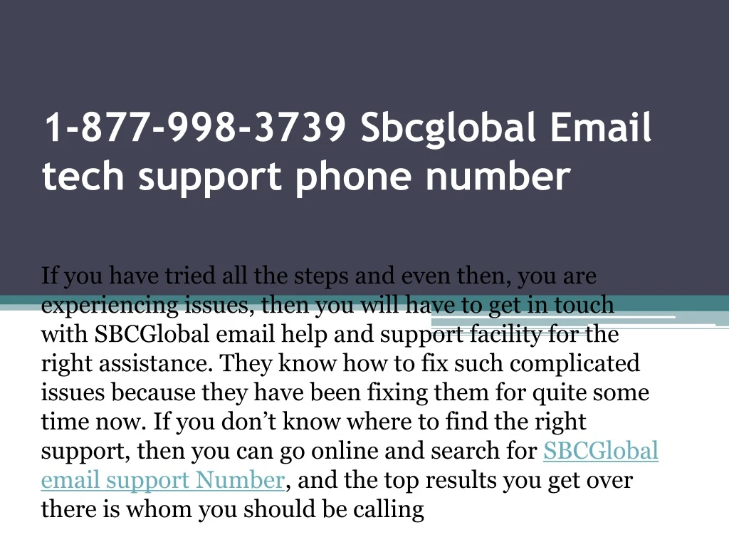 1 877 998 3739 sbcglobal email tech support phone number