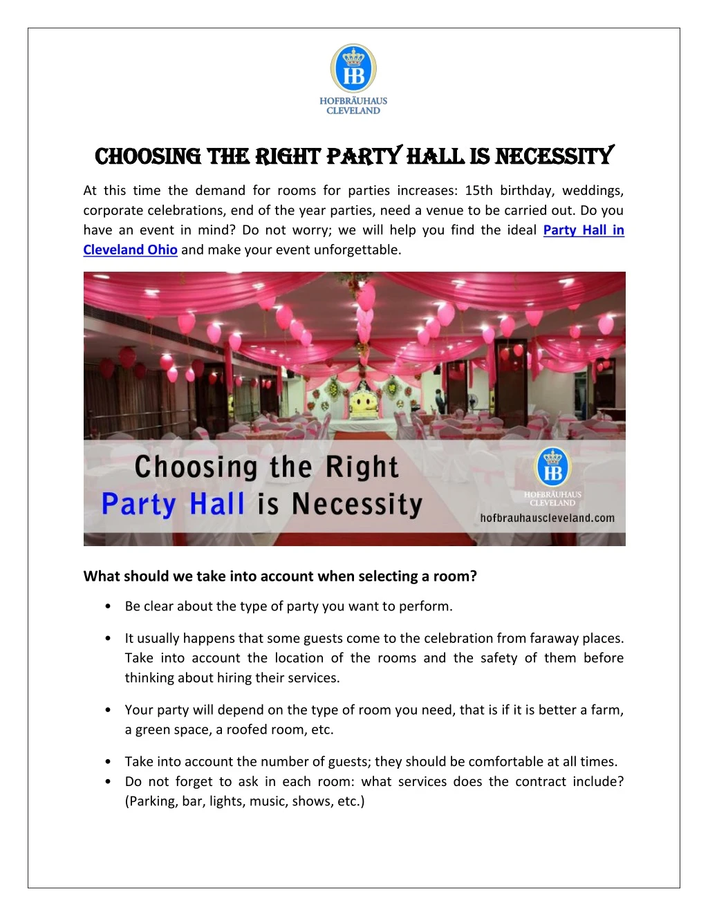 choosing the right party hall is necessity