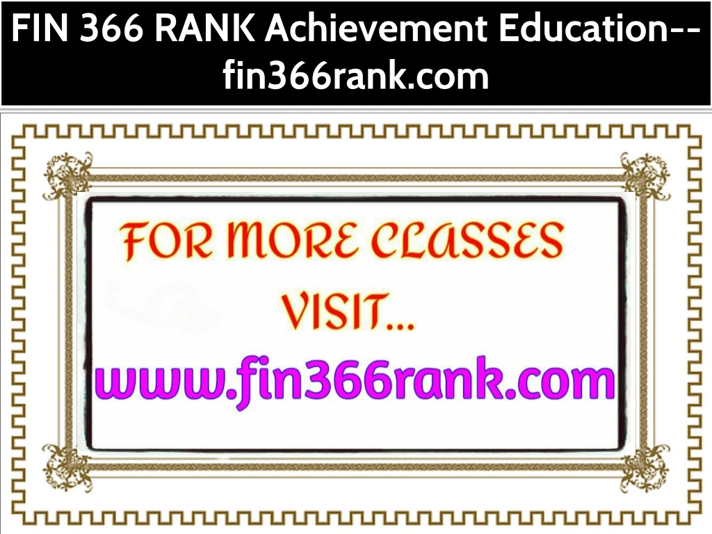 fin 366 rank achievement education fin366rank com