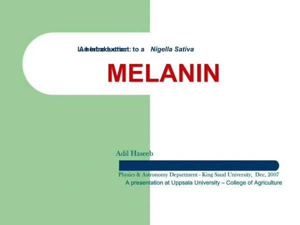 An Introduction to a Nigella Sativa L. herbal extract: MELANIN