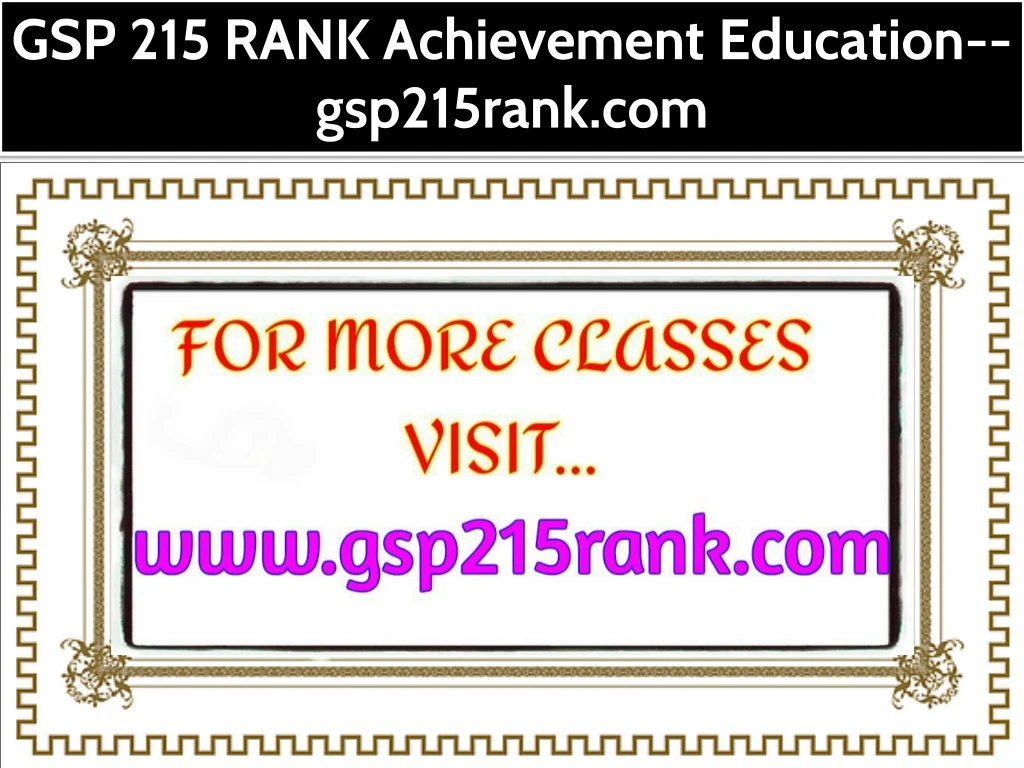 gsp 215 rank achievement education gsp215rank com