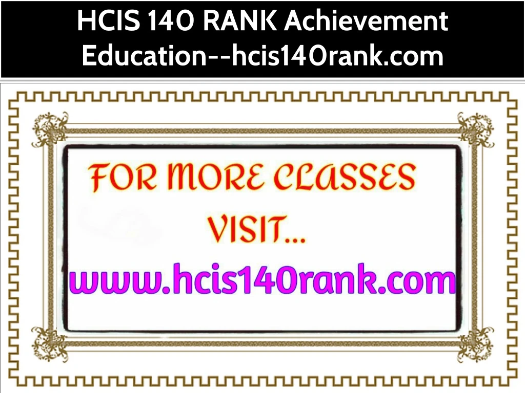 hcis 140 rank achievement education hcis140rank