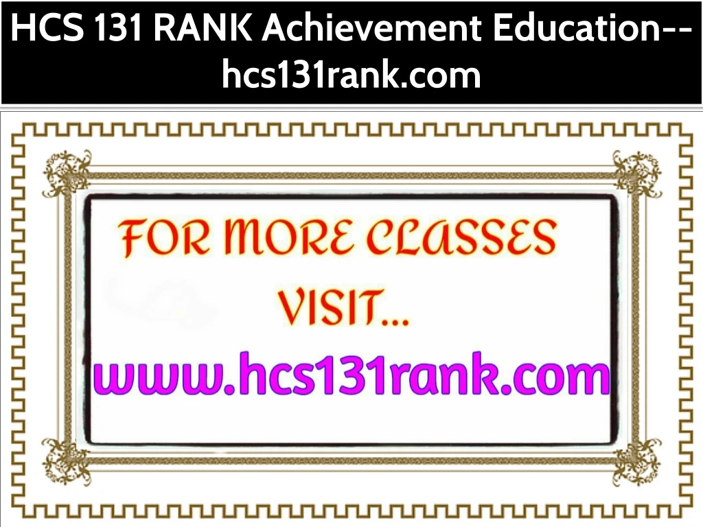hcs 131 rank achievement education hcs131rank com
