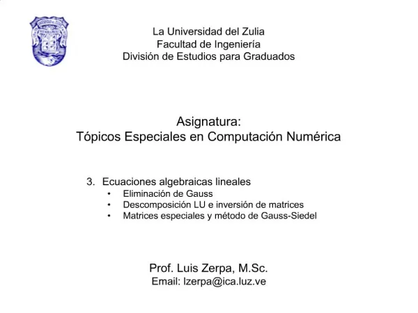 La Universidad del Zulia Facultad de Ingenier a Divisi n de Estudios para Graduados