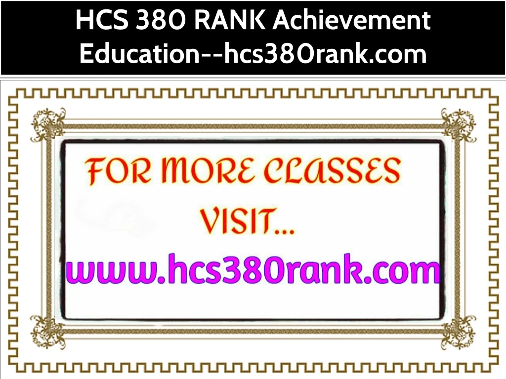hcs 380 rank achievement education hcs380rank com
