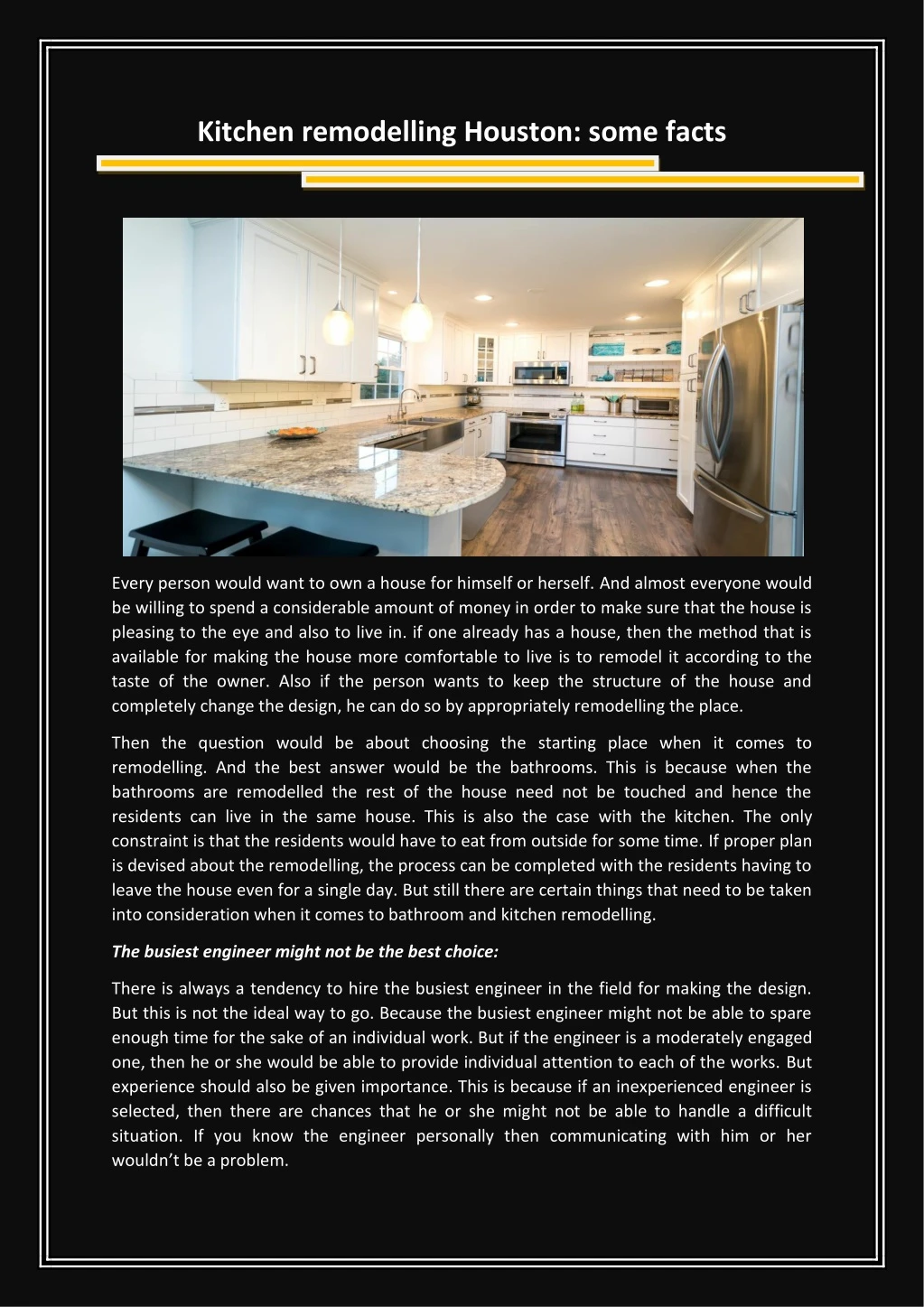 kitchen remodelling houston some facts