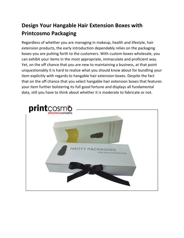 Design Your Hangable Hair Extension Boxes with Printcosmo Packaging