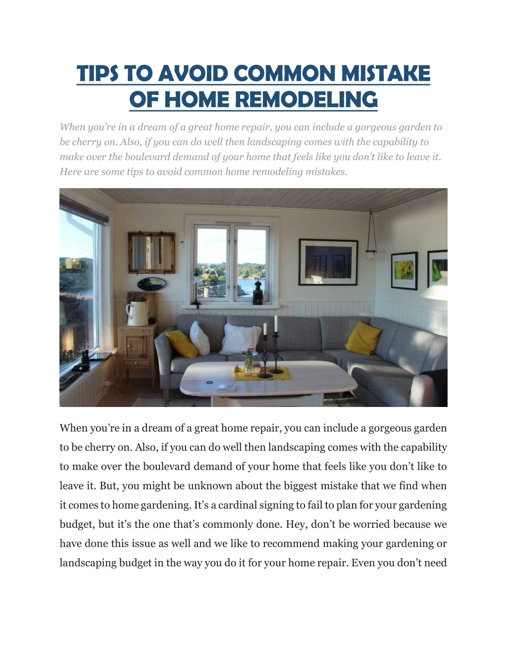 tips to avoid common mistake of home remodeling