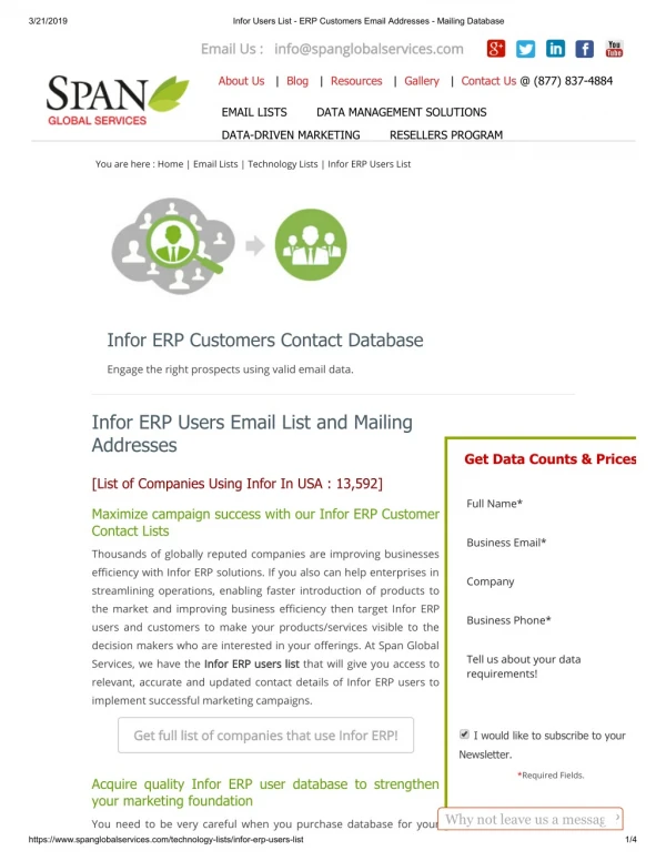 Infor ERP Users Mailing List - Span Global Services