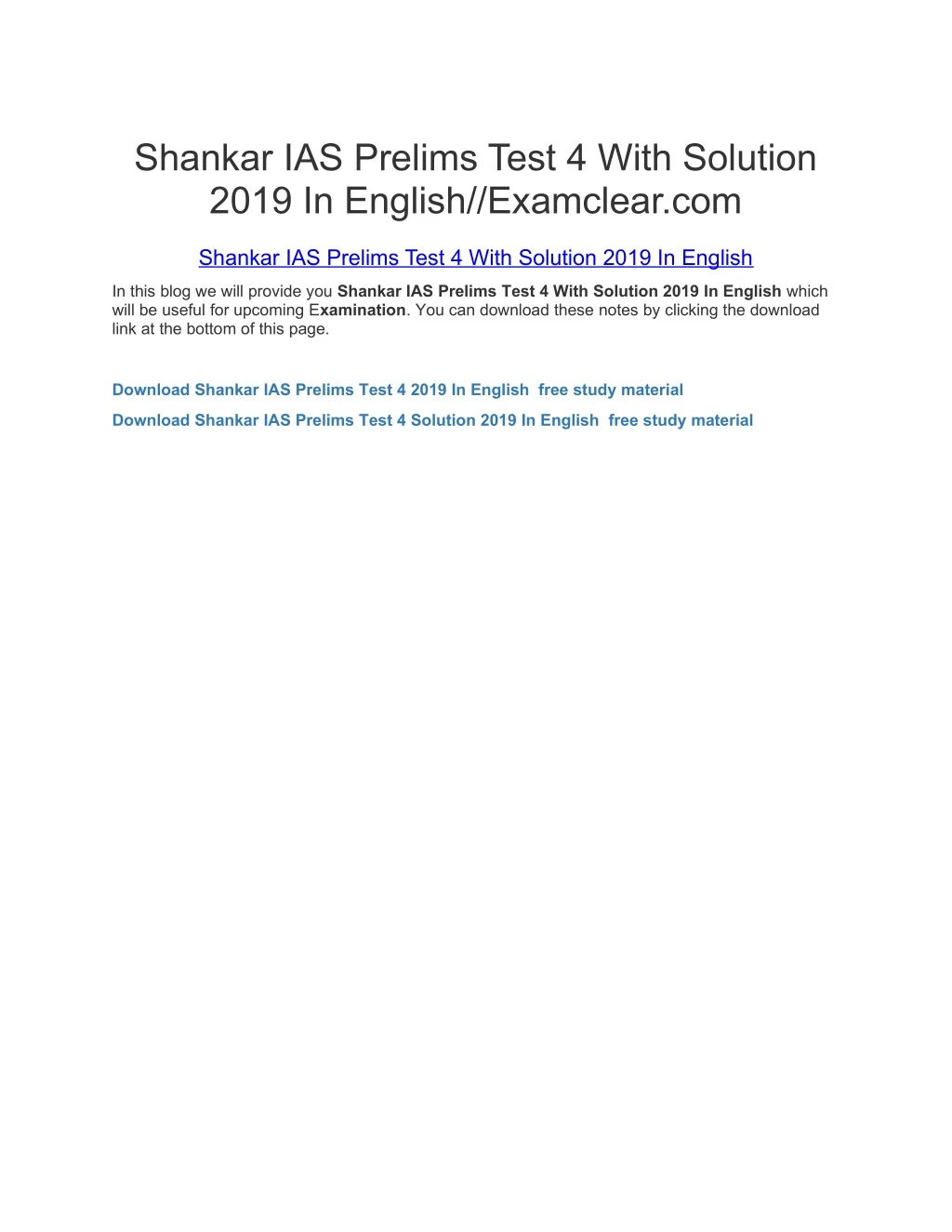 shankar ias prelims test 4 with solution 2019