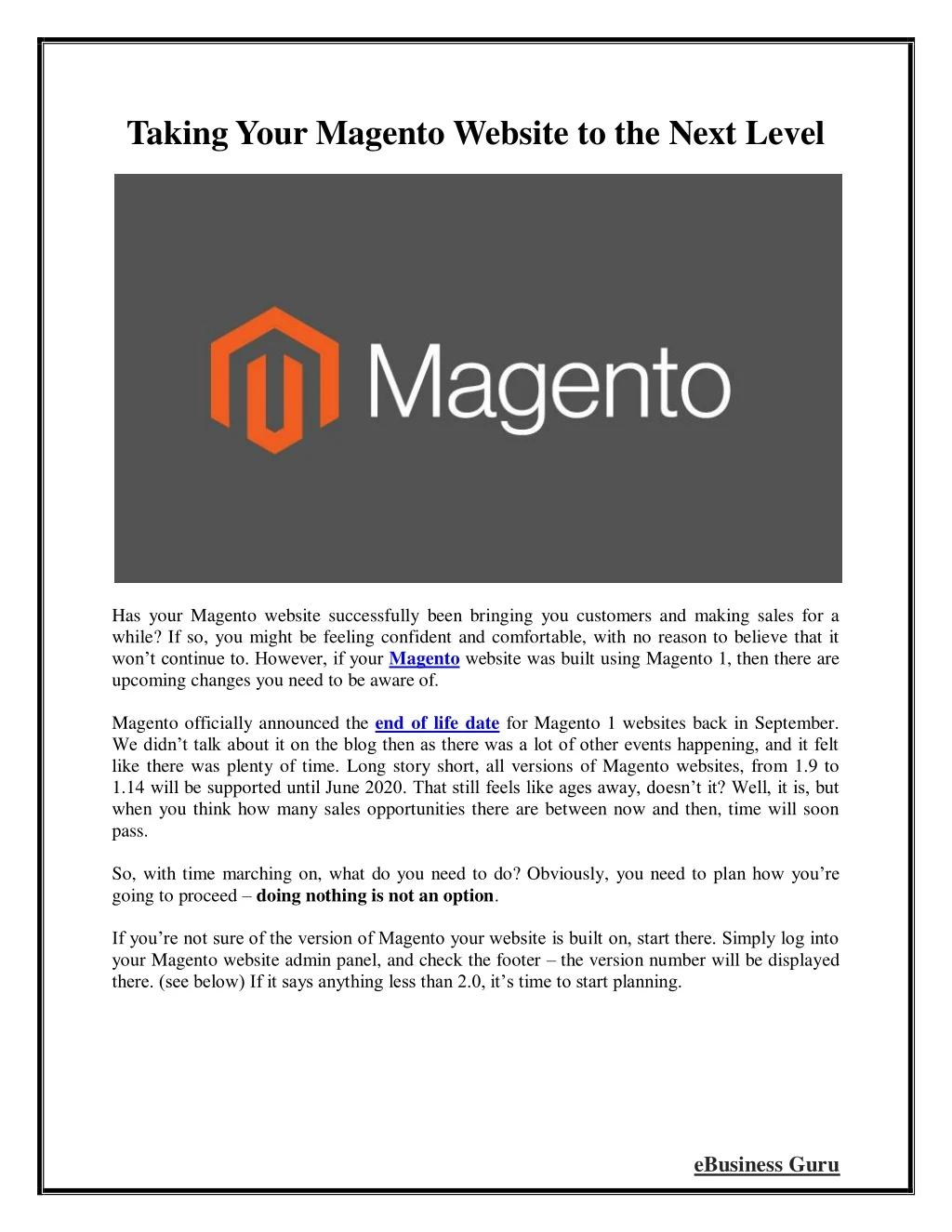 taking your magento website to the next level