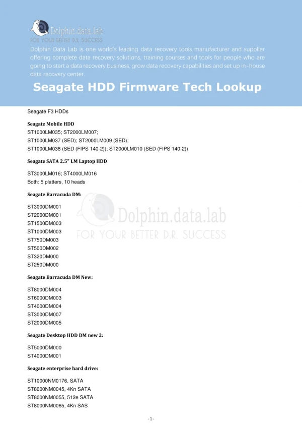 Seagate HDD Firmware Tech Lookup