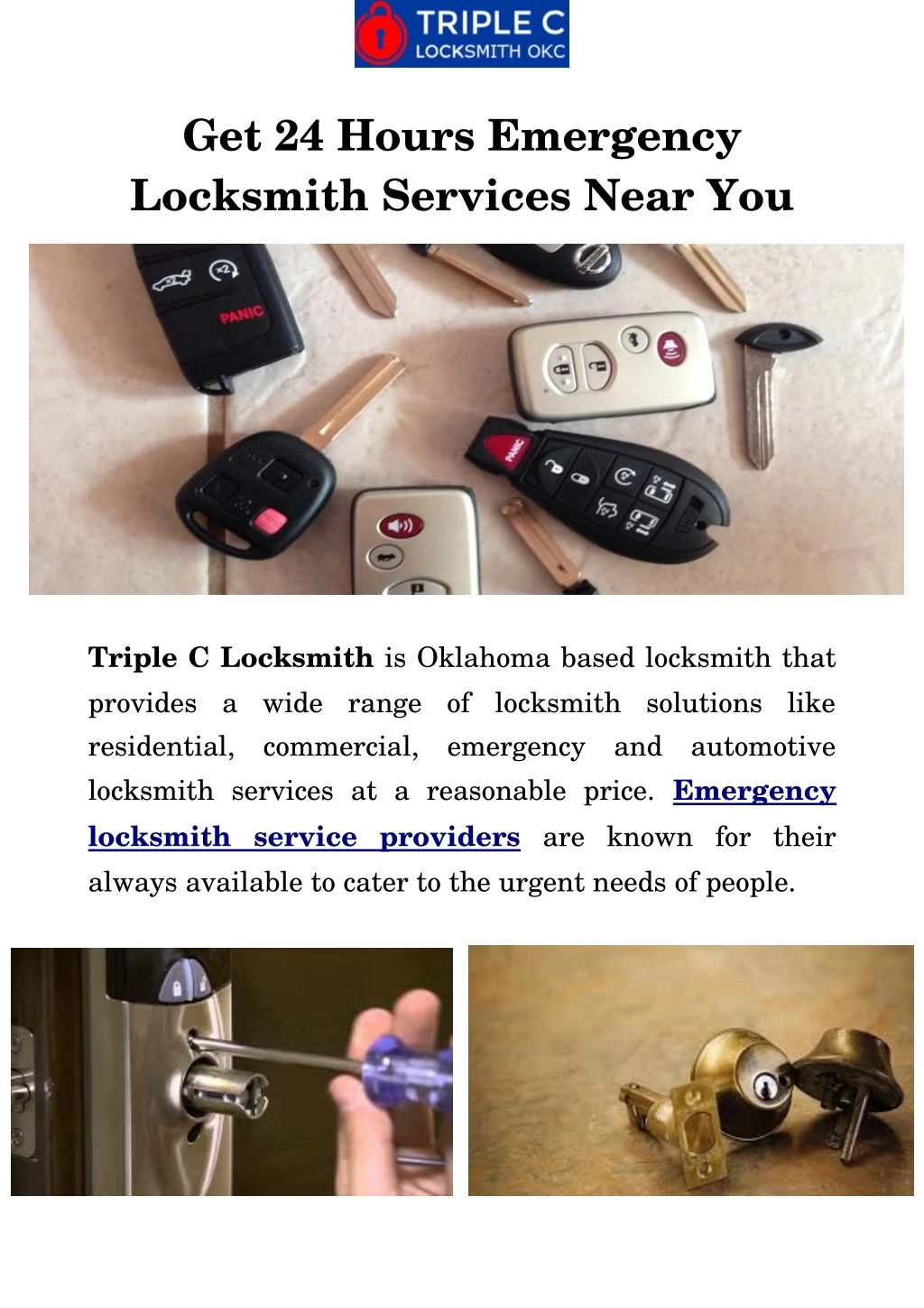 get 24 hours emergency locksmith services near you