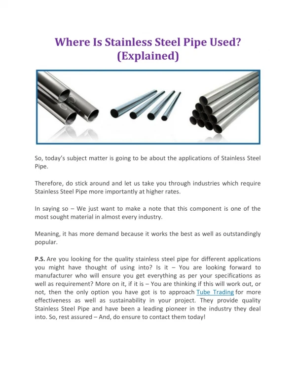 Where Is Stainless Steel Pipe Used? (Explained)