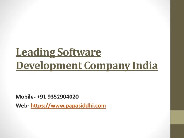 Leading software development company India