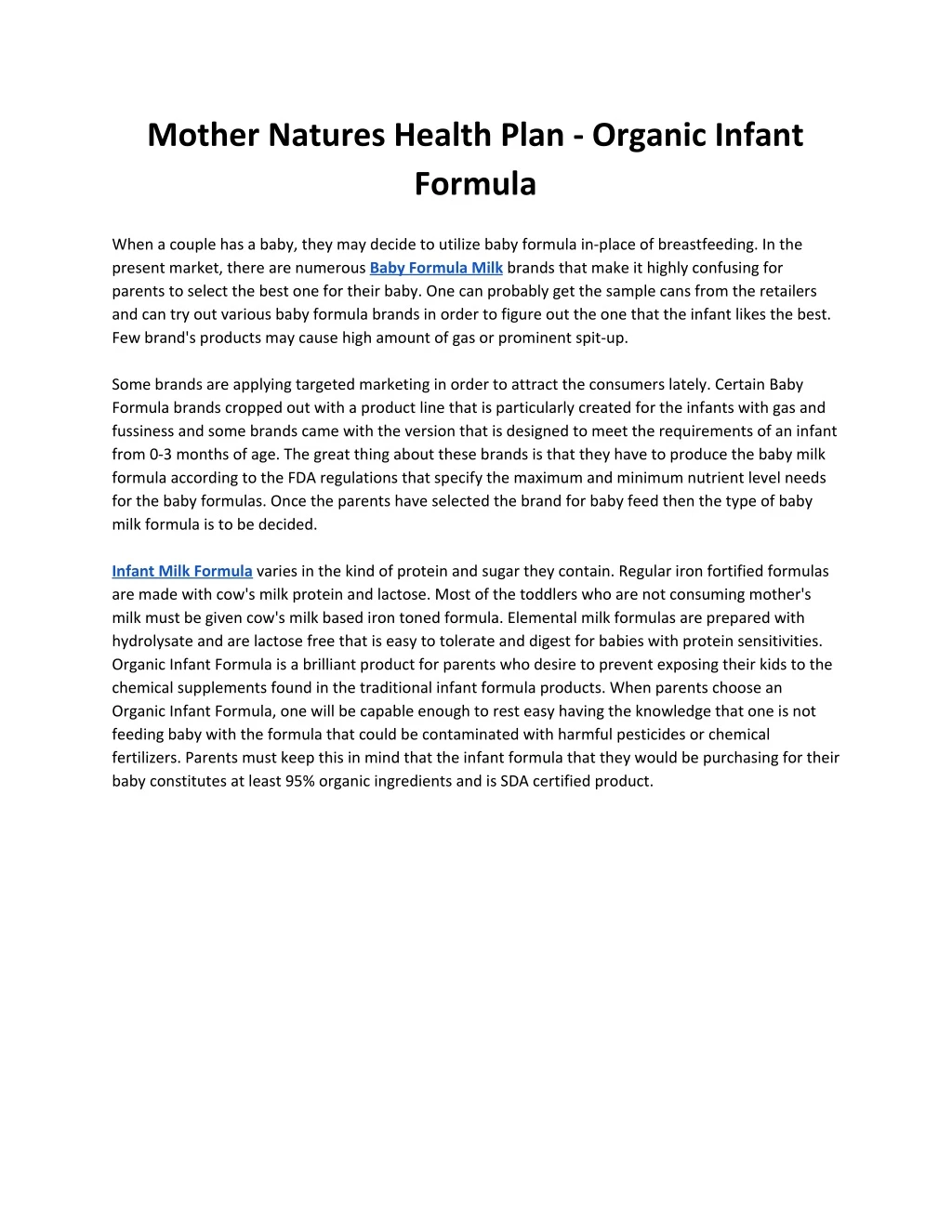 mother natures health plan organic infant formula