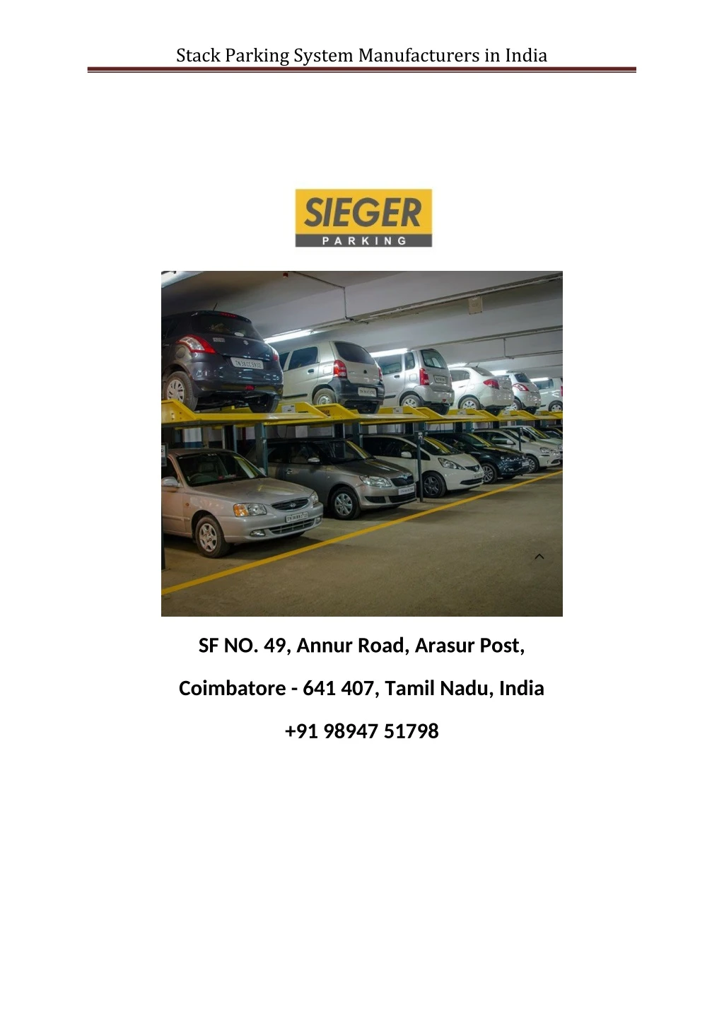 stack parking system manufacturers in india