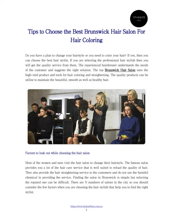 Brunswick Hair Salon | Rhubarb Hair