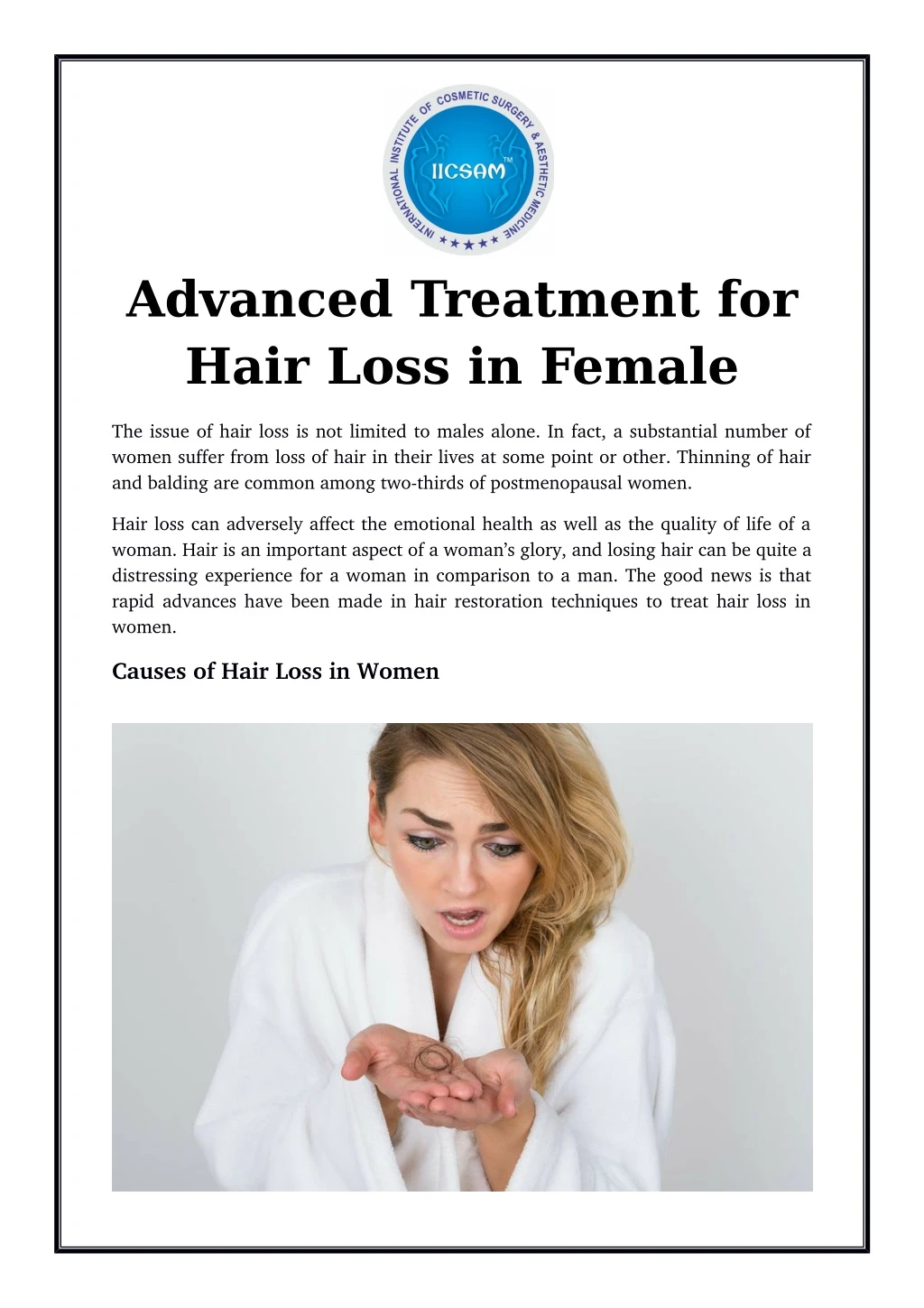advanced treatment for hair loss in female