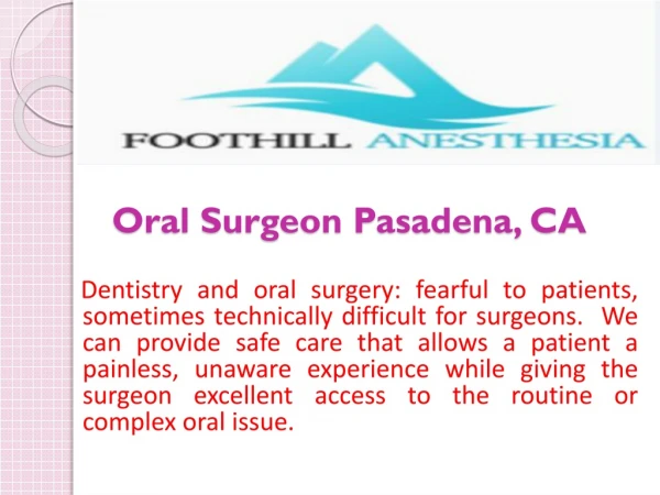 Oral Surgeon Pasadena, CA