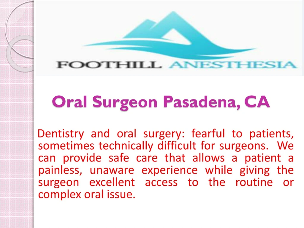 oral surgeon pasadena ca