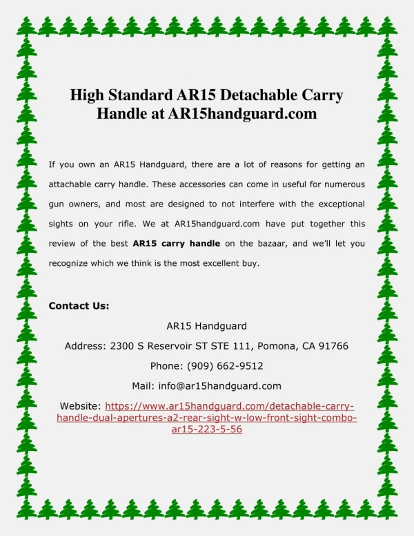 High Standard AR15 Detachable Carry Handle at AR15handguard.com