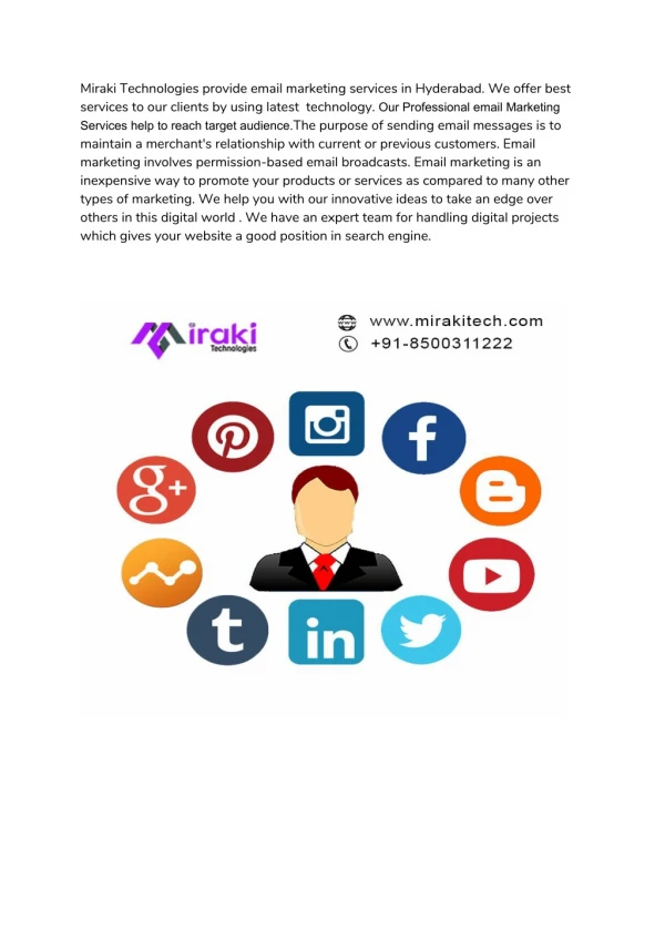 Email Marketing company in hyderabad | Miraki Technologies