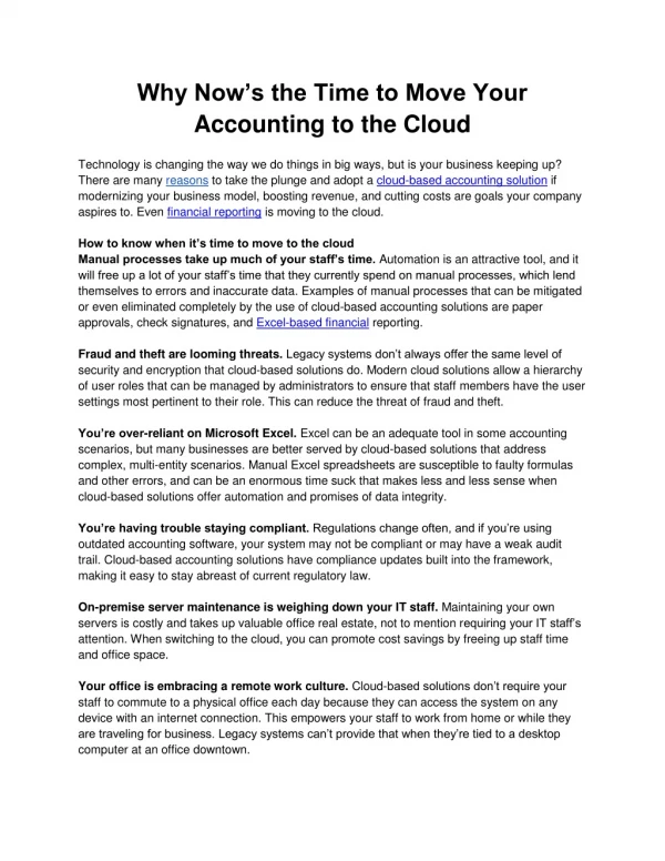 Why Now’s the Time to Move Your Accounting to the Cloud