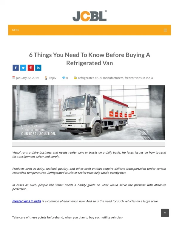 6 Things You Need To Know Before Buying A Refrigerated Van