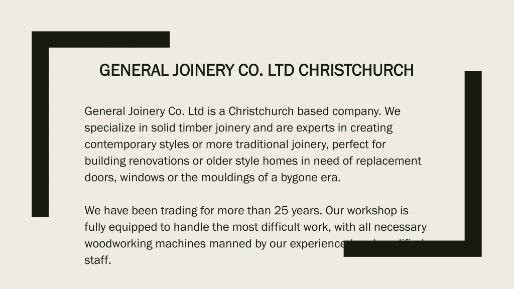 general joinery co ltd christchurch
