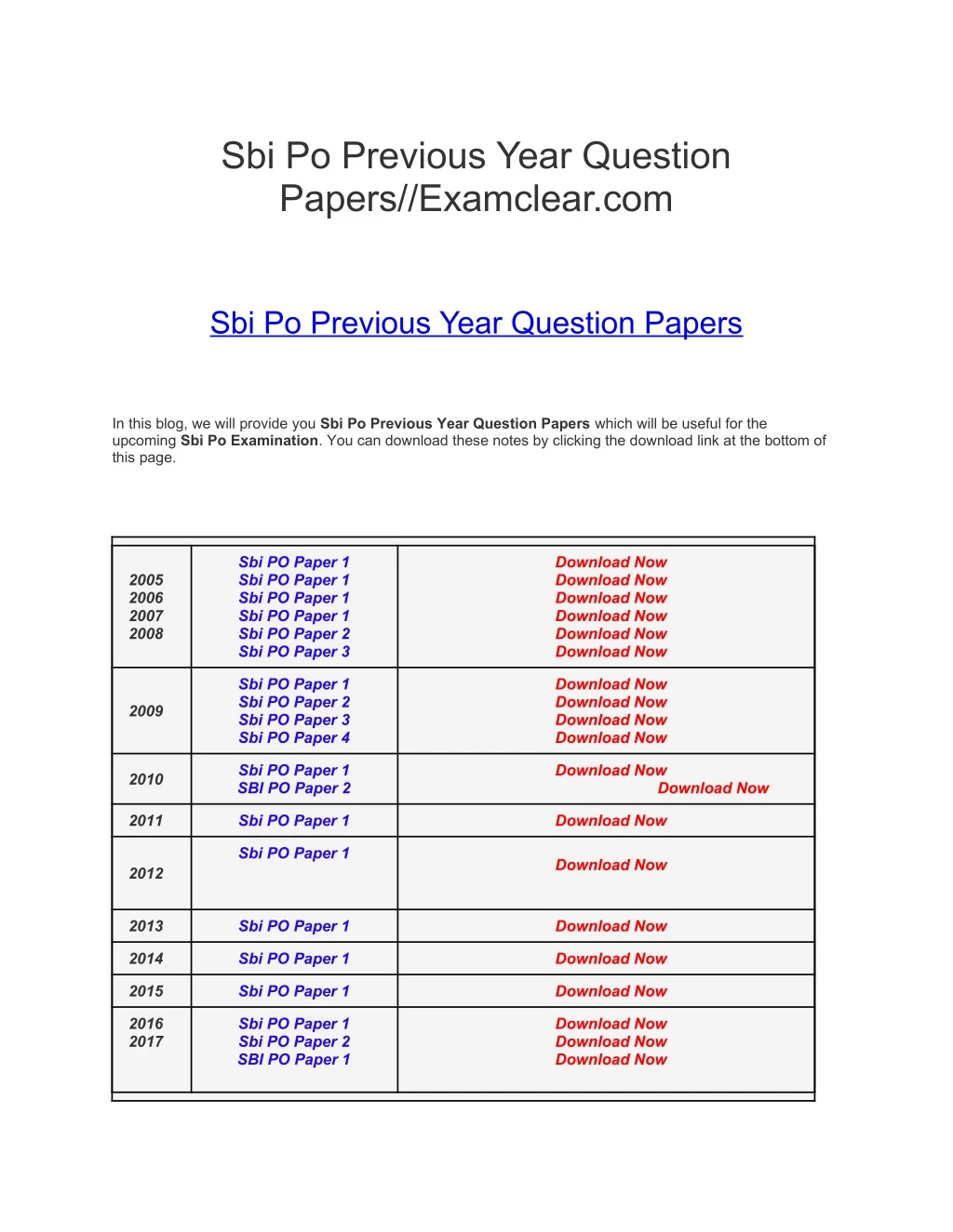 sbi po previous year question papers examclear com