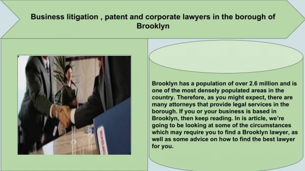 Business litigation , patent and corporate lawyers in the borough of Brooklyn