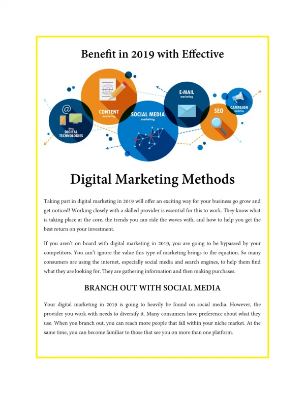 Benefit in 2019 with Effective Digital Marketing Methods
