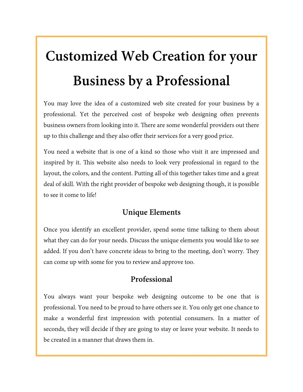 custom i zed w eb creati on for your busi ness