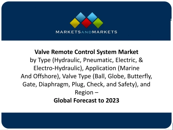 Valve Remote Control System Market worth $8.0 billion by 2023