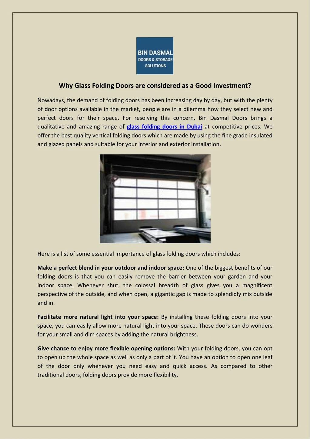 why glass folding doors are considered as a good