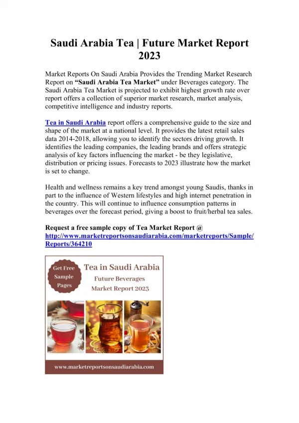 Saudi Arabia Tea | Future Market Report 2023