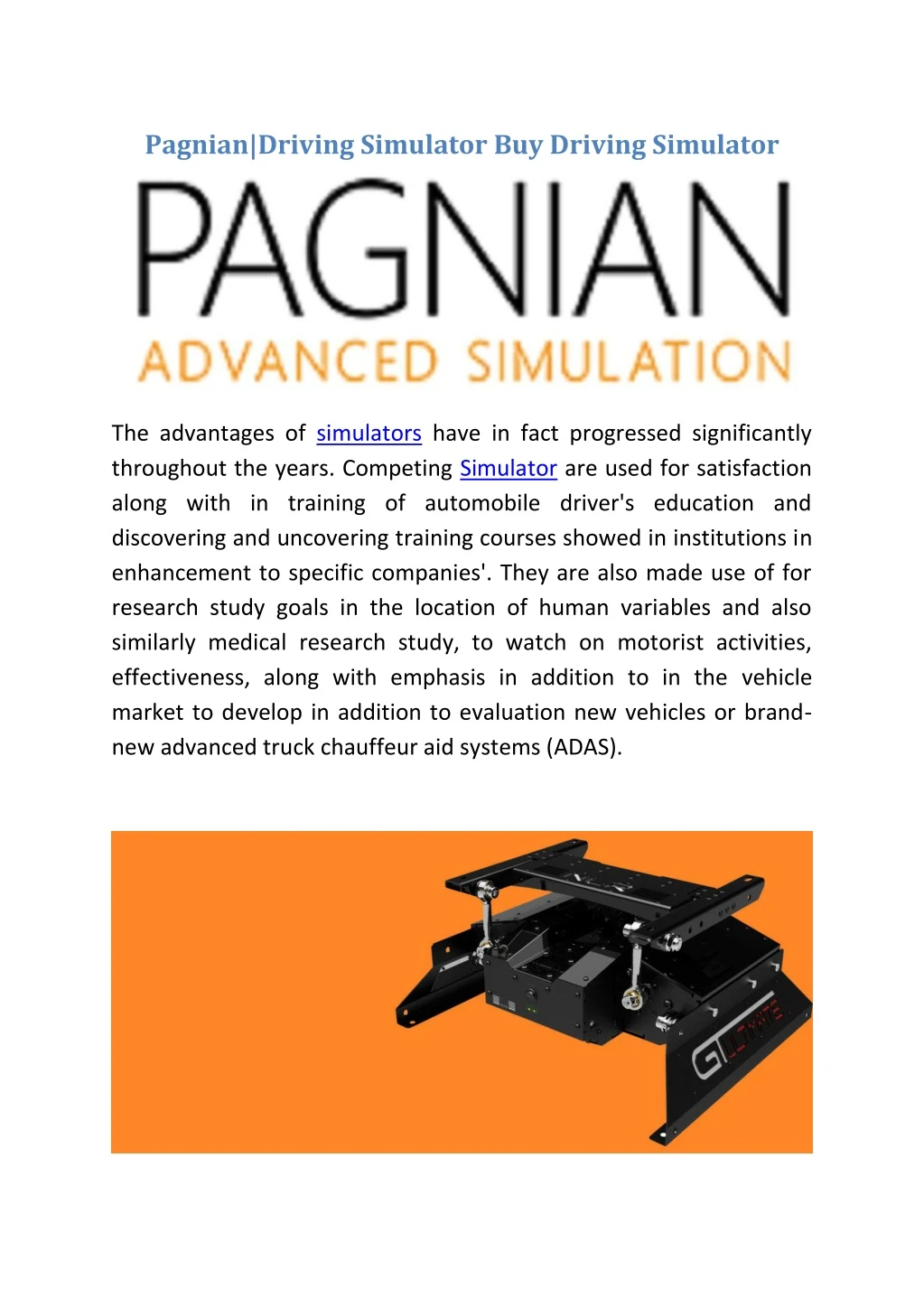 pagnian driving simulator buy driving simulator