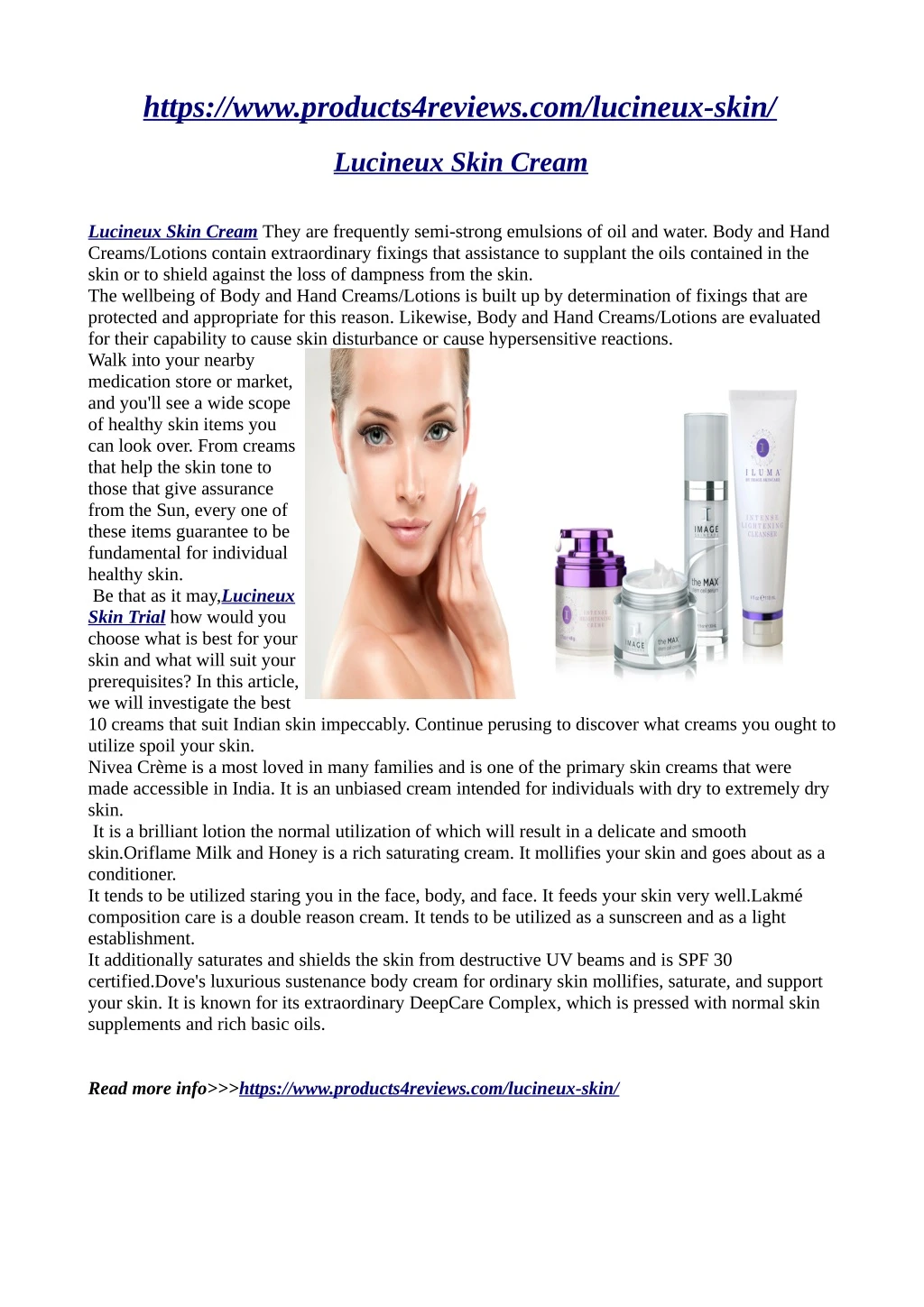 https www products4reviews com lucineux skin