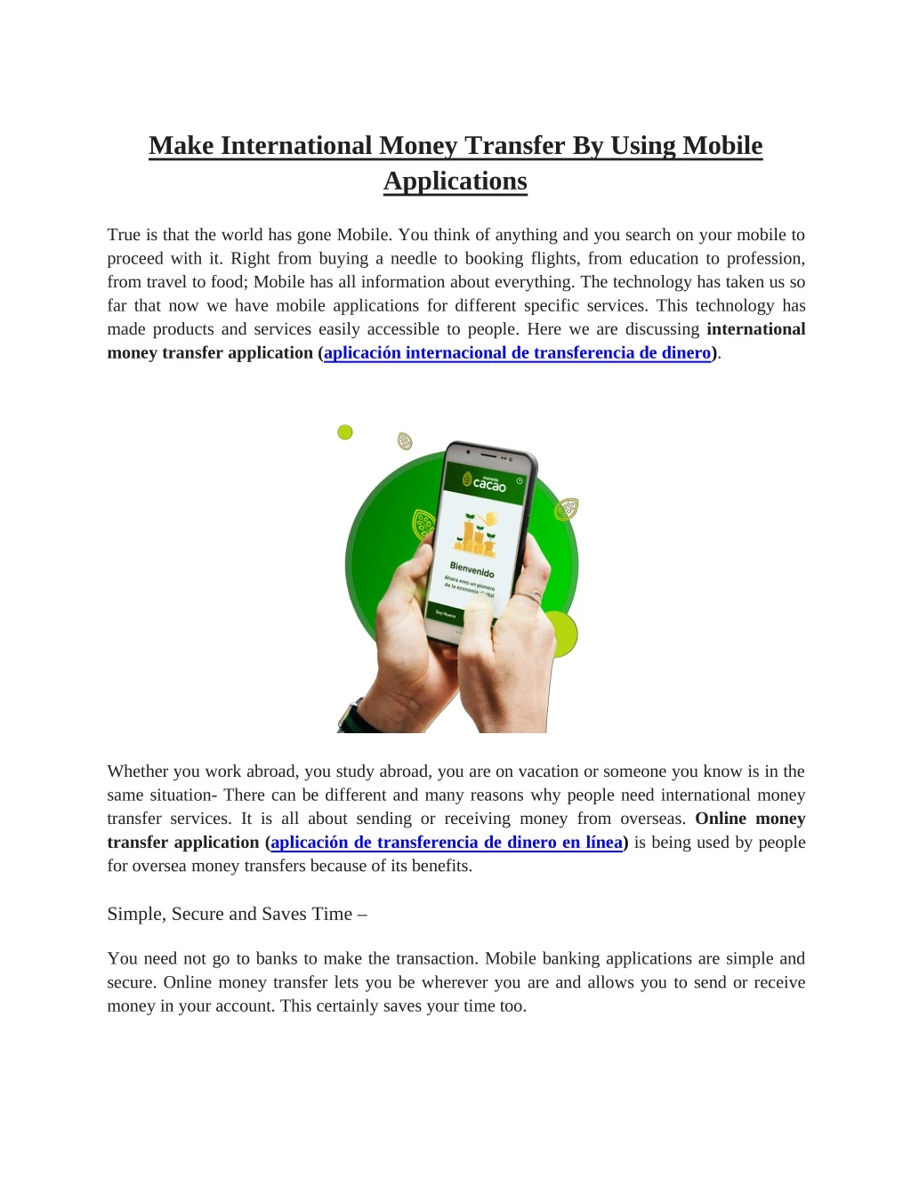 make international money transfer by using mobile