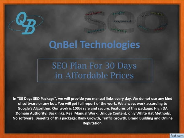 SEO Plan for 30 Days - Qnbel