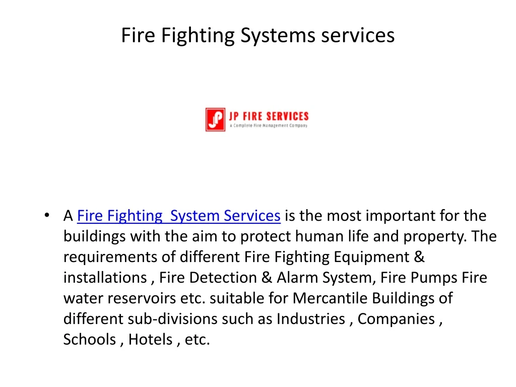 fire fighting systems services