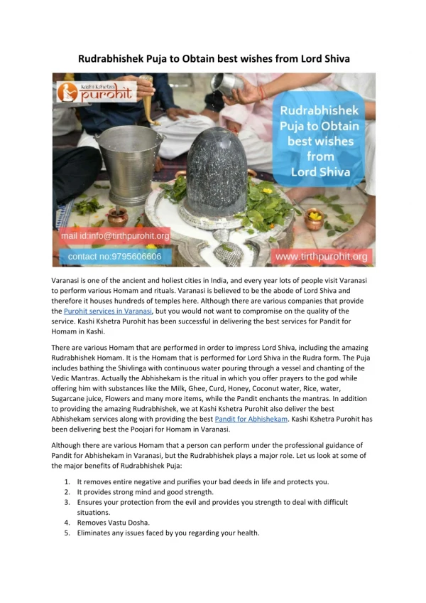 Rudrabhishek Puja to Obtain best wishes from Lord Shiva